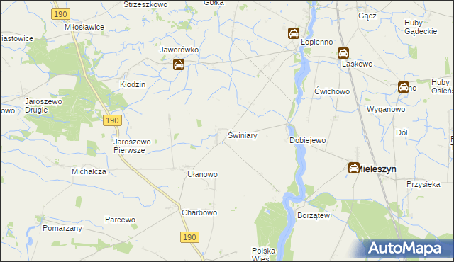 mapa Świniary gmina Kłecko, Świniary gmina Kłecko na mapie Targeo