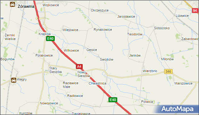 mapa Swojków gmina Domaniów, Swojków gmina Domaniów na mapie Targeo