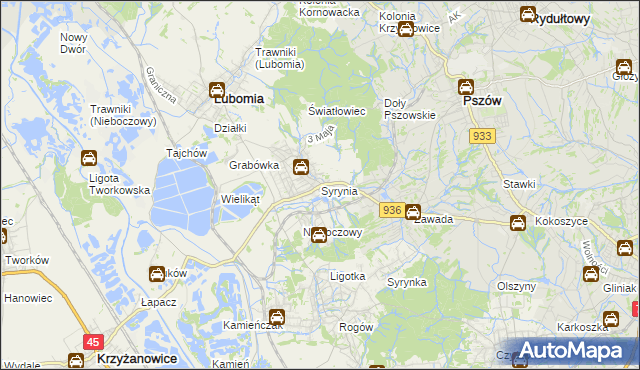 mapa Syrynia, Syrynia na mapie Targeo