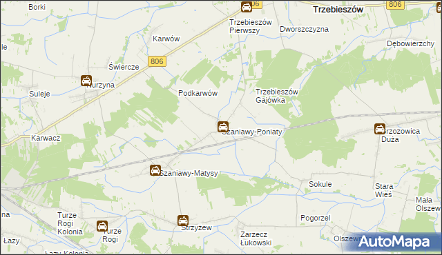 mapa Szaniawy-Poniaty, Szaniawy-Poniaty na mapie Targeo