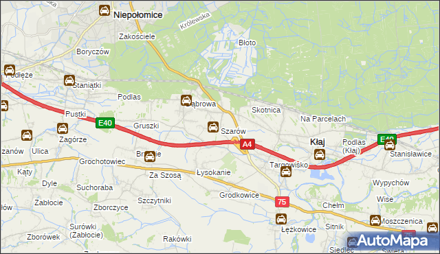 mapa Szarów gmina Kłaj, Szarów gmina Kłaj na mapie Targeo