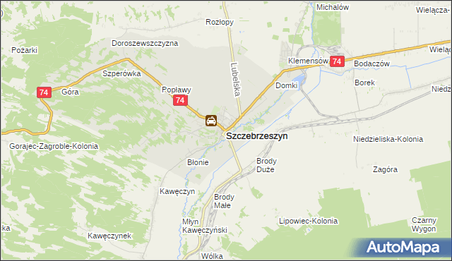 mapa Szczebrzeszyn, Szczebrzeszyn na mapie Targeo