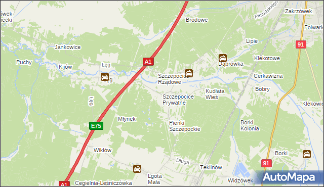 mapa Szczepocice Prywatne, Szczepocice Prywatne na mapie Targeo