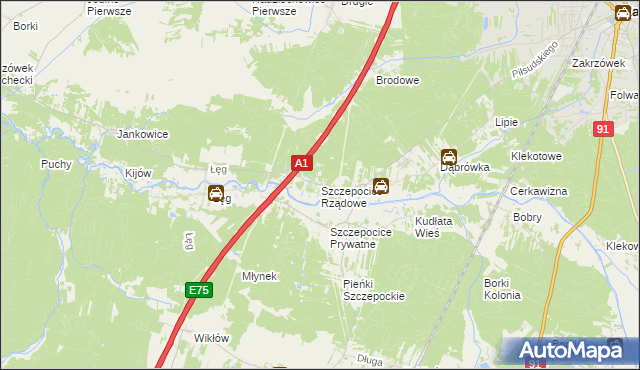 mapa Szczepocice Rządowe, Szczepocice Rządowe na mapie Targeo