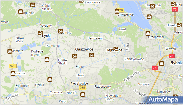 mapa Szczerbice, Szczerbice na mapie Targeo