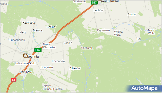 mapa Szczurek, Szczurek na mapie Targeo