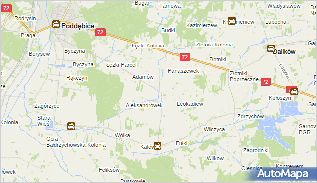 mapa Szczyty gmina Poddębice, Szczyty gmina Poddębice na mapie Targeo