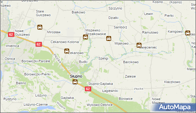 mapa Szeligi gmina Słupno, Szeligi gmina Słupno na mapie Targeo