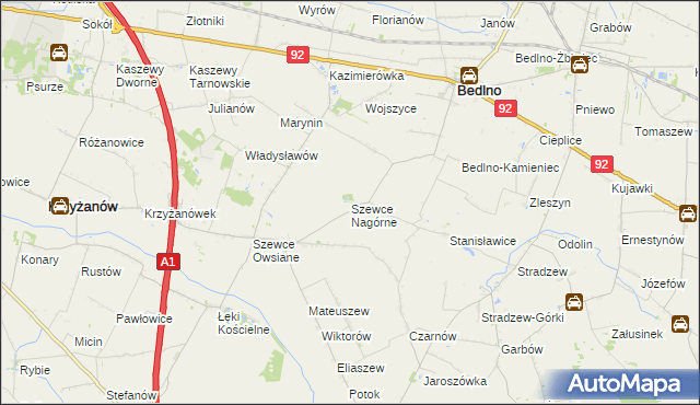 mapa Szewce Nagórne, Szewce Nagórne na mapie Targeo