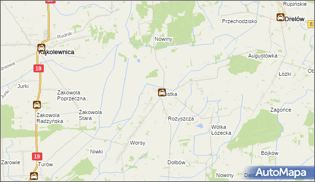 mapa Szóstka gmina Drelów, Szóstka gmina Drelów na mapie Targeo