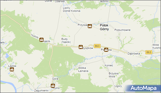 mapa Szyszków gmina Potok Górny, Szyszków gmina Potok Górny na mapie Targeo