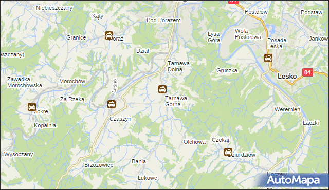 mapa Tarnawa Górna gmina Zagórz, Tarnawa Górna gmina Zagórz na mapie Targeo