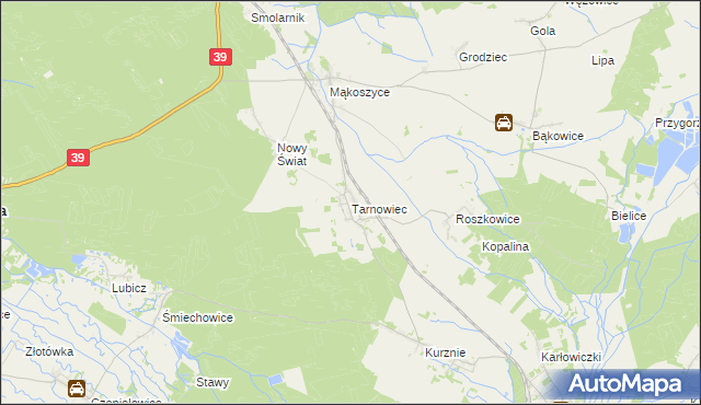 mapa Tarnowiec gmina Lubsza, Tarnowiec gmina Lubsza na mapie Targeo