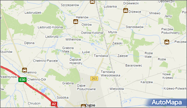 mapa Tarnówka gmina Dąbie, Tarnówka gmina Dąbie na mapie Targeo