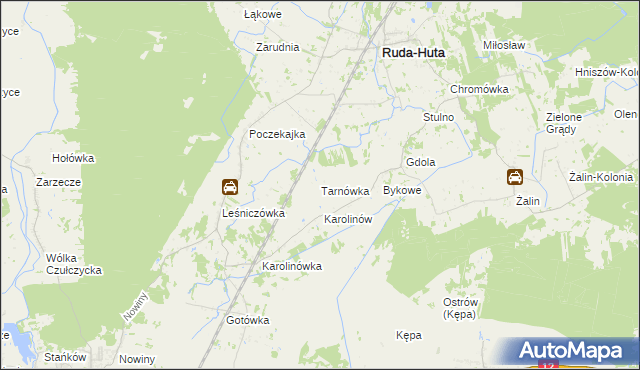 mapa Tarnówka gmina Ruda-Huta, Tarnówka gmina Ruda-Huta na mapie Targeo