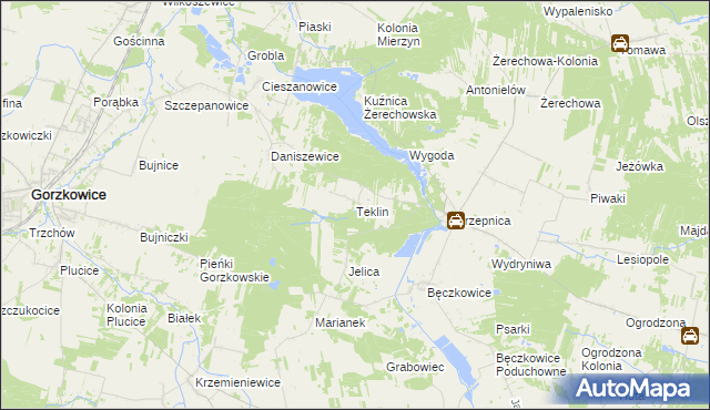 mapa Teklin gmina Łęki Szlacheckie, Teklin gmina Łęki Szlacheckie na mapie Targeo