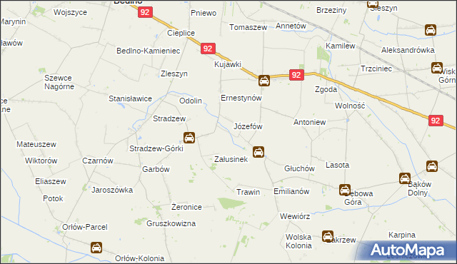 mapa Teodorów gmina Bedlno, Teodorów gmina Bedlno na mapie Targeo