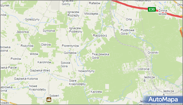 mapa Tkaczewska Góra, Tkaczewska Góra na mapie Targeo