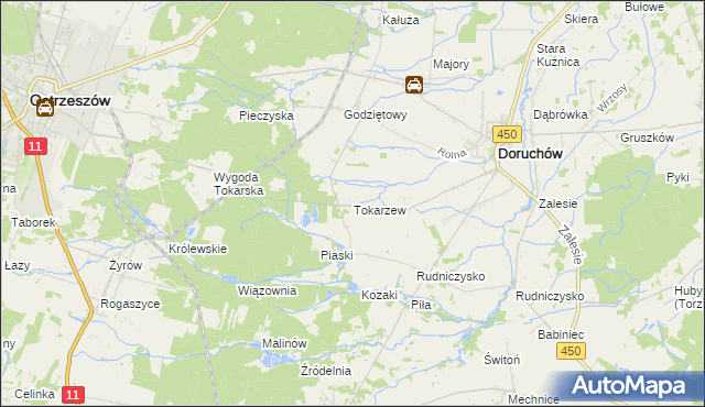 mapa Tokarzew gmina Doruchów, Tokarzew gmina Doruchów na mapie Targeo