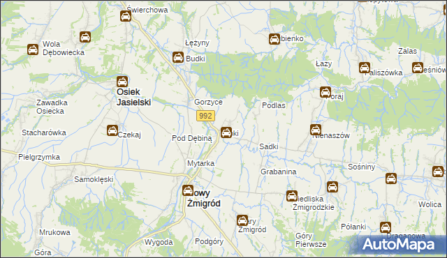 mapa Toki gmina Nowy Żmigród, Toki gmina Nowy Żmigród na mapie Targeo