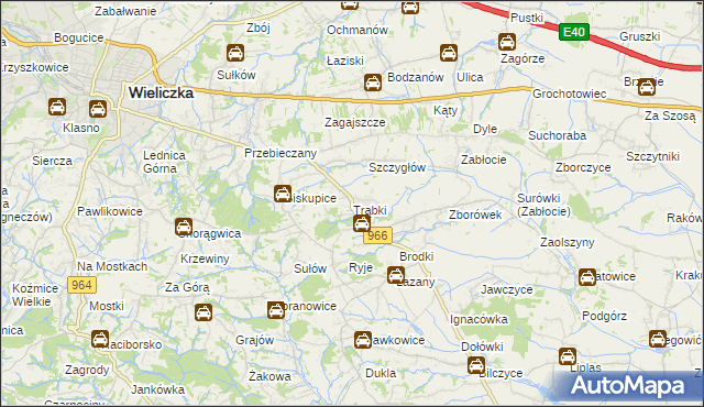 mapa Trąbki gmina Biskupice, Trąbki gmina Biskupice na mapie Targeo