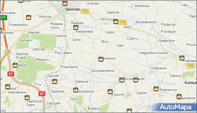 mapa Trątnowice, Trątnowice na mapie Targeo