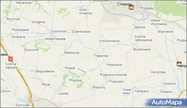 mapa Trębanów, Trębanów na mapie Targeo