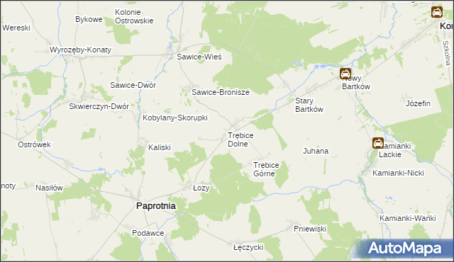 mapa Trębice Dolne, Trębice Dolne na mapie Targeo