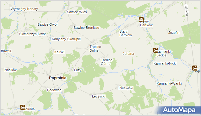 mapa Trębice Górne, Trębice Górne na mapie Targeo