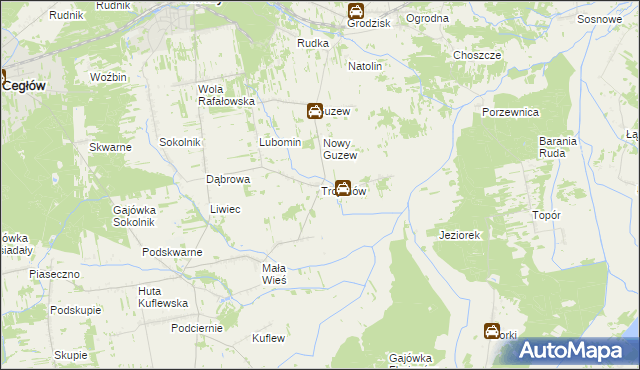 mapa Trojanów gmina Mrozy, Trojanów gmina Mrozy na mapie Targeo