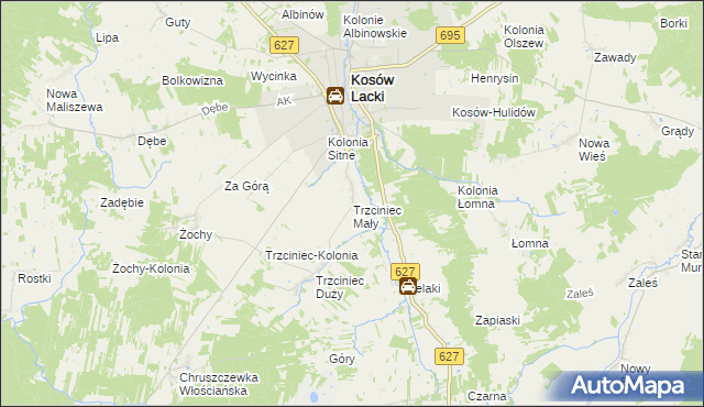 mapa Trzciniec Mały, Trzciniec Mały na mapie Targeo