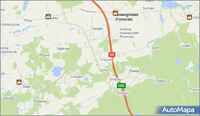 mapa Trzcinna, Trzcinna na mapie Targeo