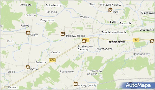 mapa Trzebieszów Pierwszy, Trzebieszów Pierwszy na mapie Targeo