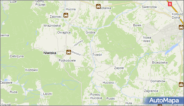 mapa Trześń gmina Niwiska, Trześń gmina Niwiska na mapie Targeo