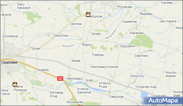 mapa Trzęsów gmina Szczytniki, Trzęsów gmina Szczytniki na mapie Targeo