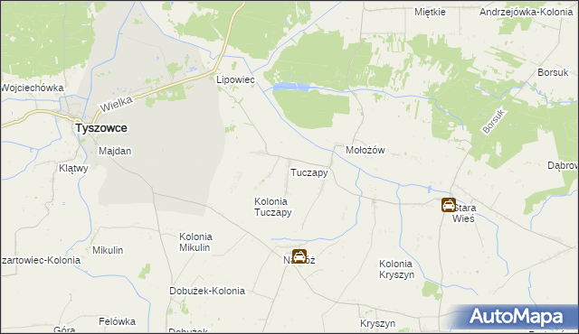 mapa Tuczapy gmina Mircze, Tuczapy gmina Mircze na mapie Targeo