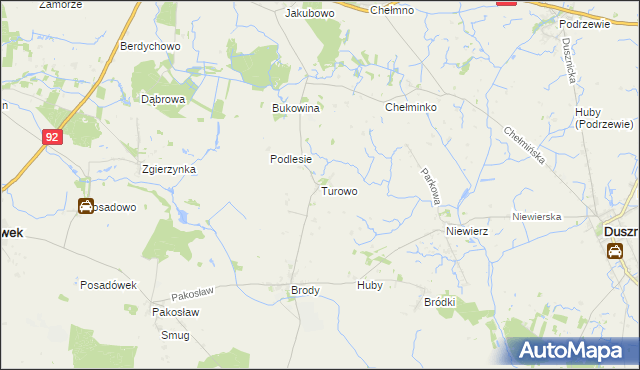 mapa Turowo gmina Pniewy, Turowo gmina Pniewy na mapie Targeo