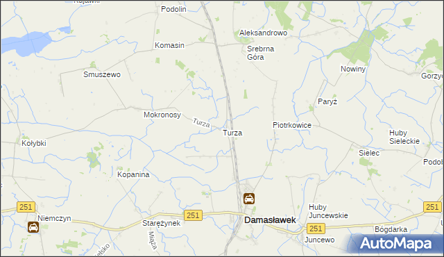mapa Turza gmina Damasławek, Turza gmina Damasławek na mapie Targeo