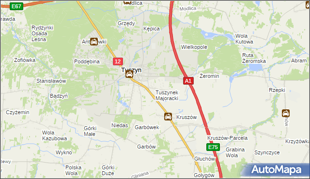 mapa Tuszynek Majoracki, Tuszynek Majoracki na mapie Targeo