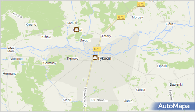 mapa Tykocin, Tykocin na mapie Targeo
