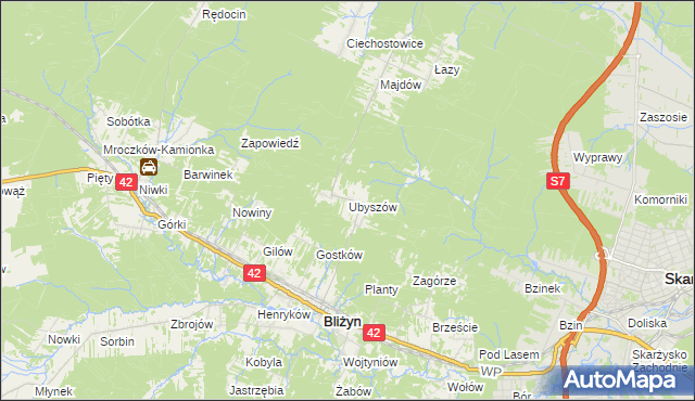 mapa Ubyszów, Ubyszów na mapie Targeo