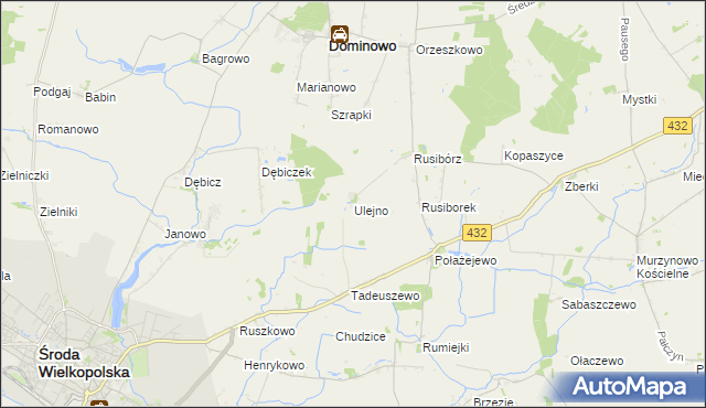 mapa Ulejno gmina Środa Wielkopolska, Ulejno gmina Środa Wielkopolska na mapie Targeo