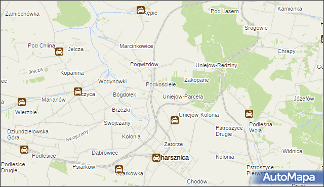 mapa Uniejów-Parcela, Uniejów-Parcela na mapie Targeo