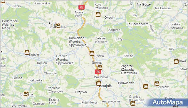 mapa Uszew, Uszew na mapie Targeo