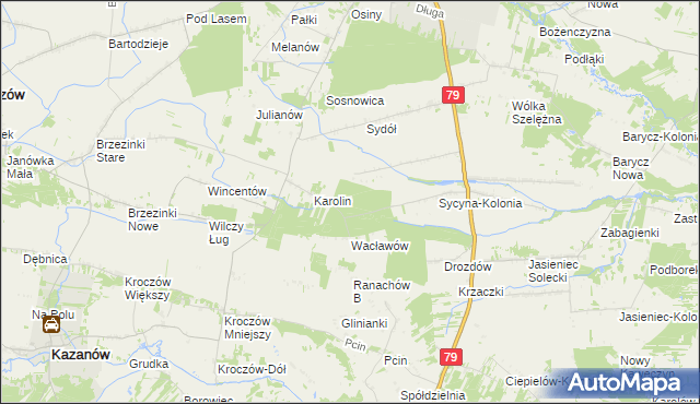 mapa Wacławów Gajówka, Wacławów Gajówka na mapie Targeo