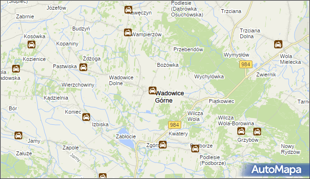 mapa Wadowice Górne, Wadowice Górne na mapie Targeo