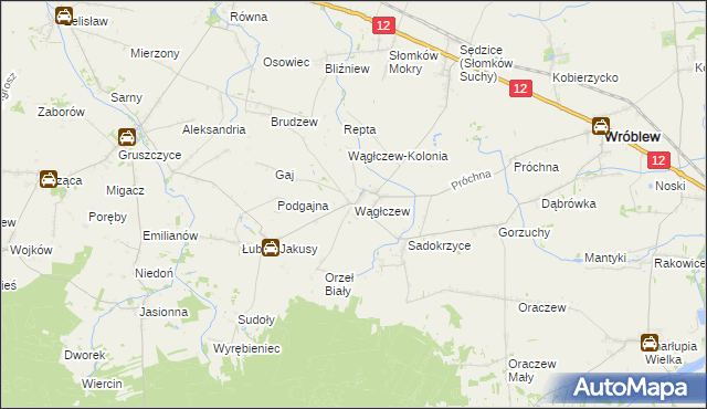 mapa Wągłczew, Wągłczew na mapie Targeo