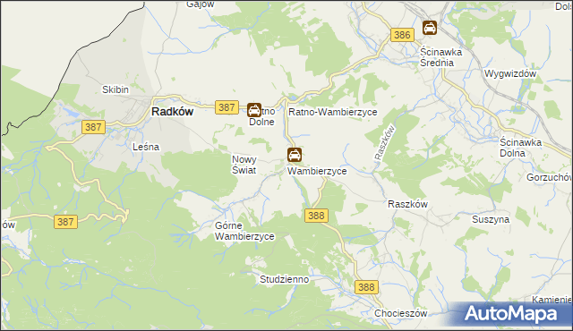 mapa Wambierzyce, Wambierzyce na mapie Targeo