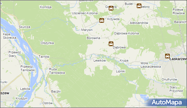 mapa Wanaty gmina Łaskarzew, Wanaty gmina Łaskarzew na mapie Targeo