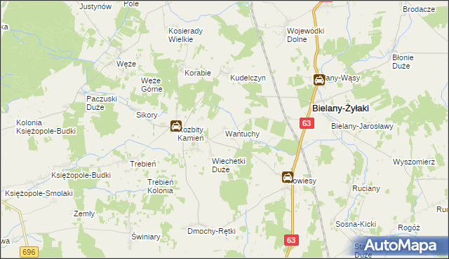 mapa Wańtuchy, Wańtuchy na mapie Targeo